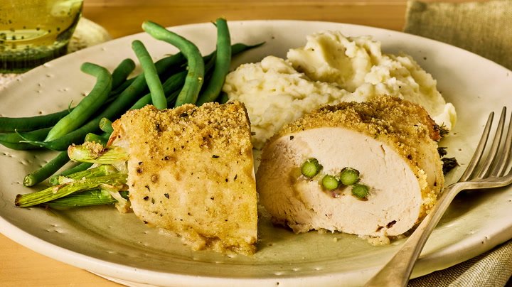 Feta and Lemon Stuffed Chicken Breasts with Mash