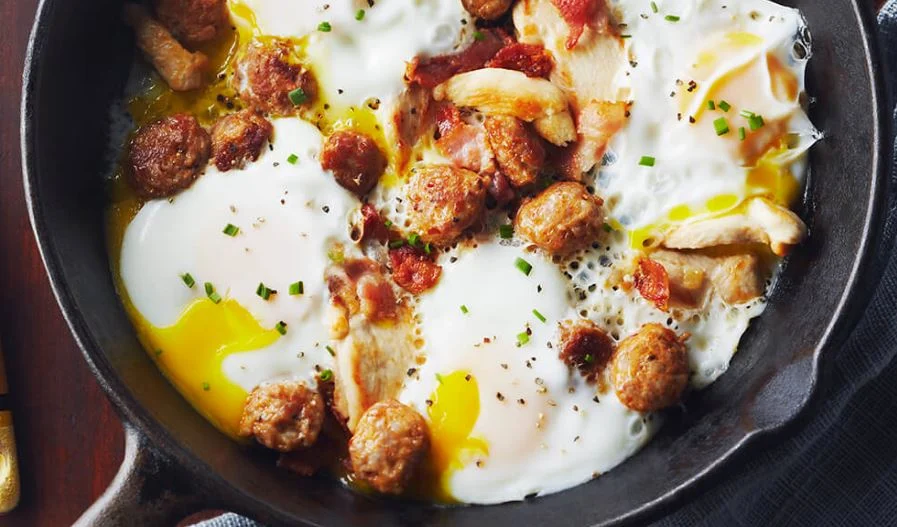Chicken and Eggs Breakfast Skillet